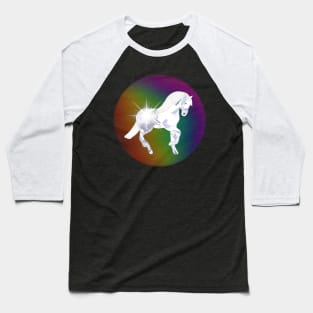 Diamond Pattern Horse and Rainbow Baseball T-Shirt